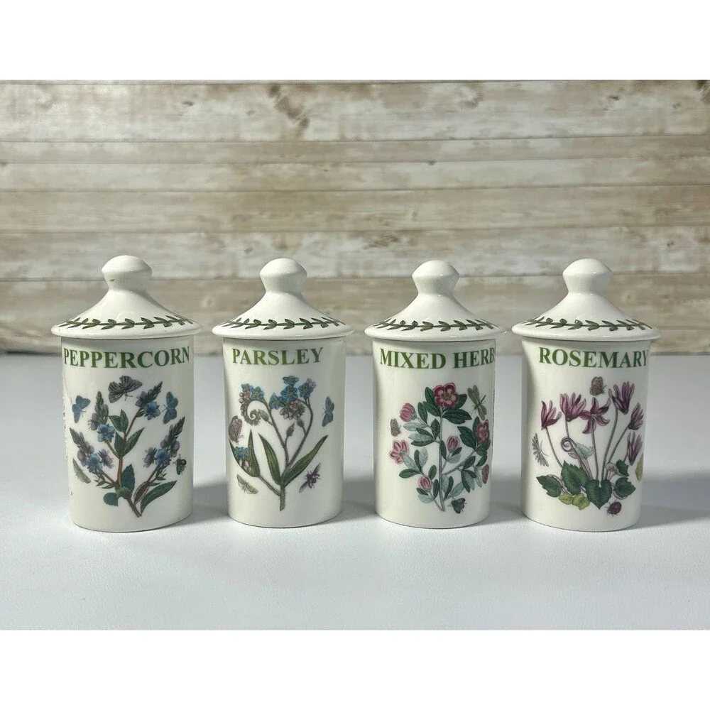 Portmeirion Botanic Garden Set of 4 Ceramic Herb & Spice Jars